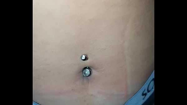 Exploring  sexy belly button piercing